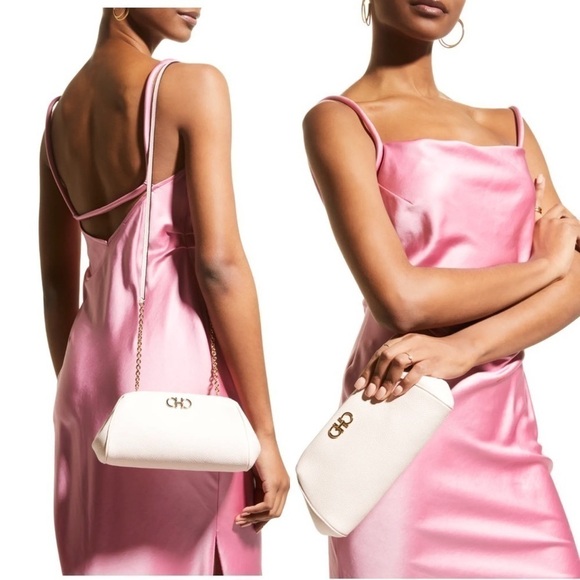 Salvatore Ferragamo Handbags - NWOT Ferragamo Gancini Leather Clutch Bag w/ Strap